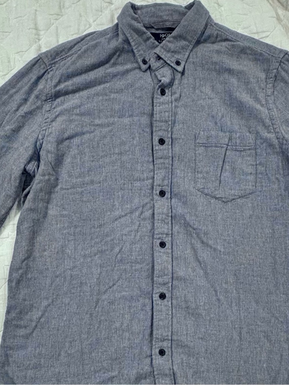 1901 Men's Heather Blue Button-Down Shirt